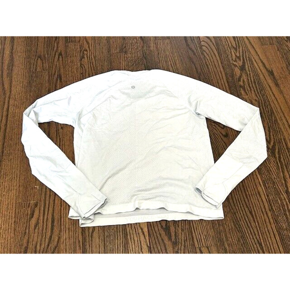Lululemon T-Shirt Performance Long Sleeve Crewneck Tee Mesh White Womens 10 - Picture 2 of 7
